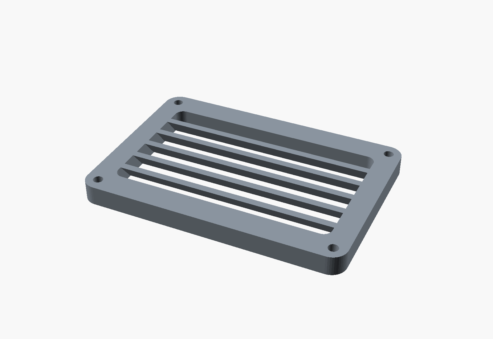 CAD render of a louvered exterior vent 3D printed in UV-stable ASA