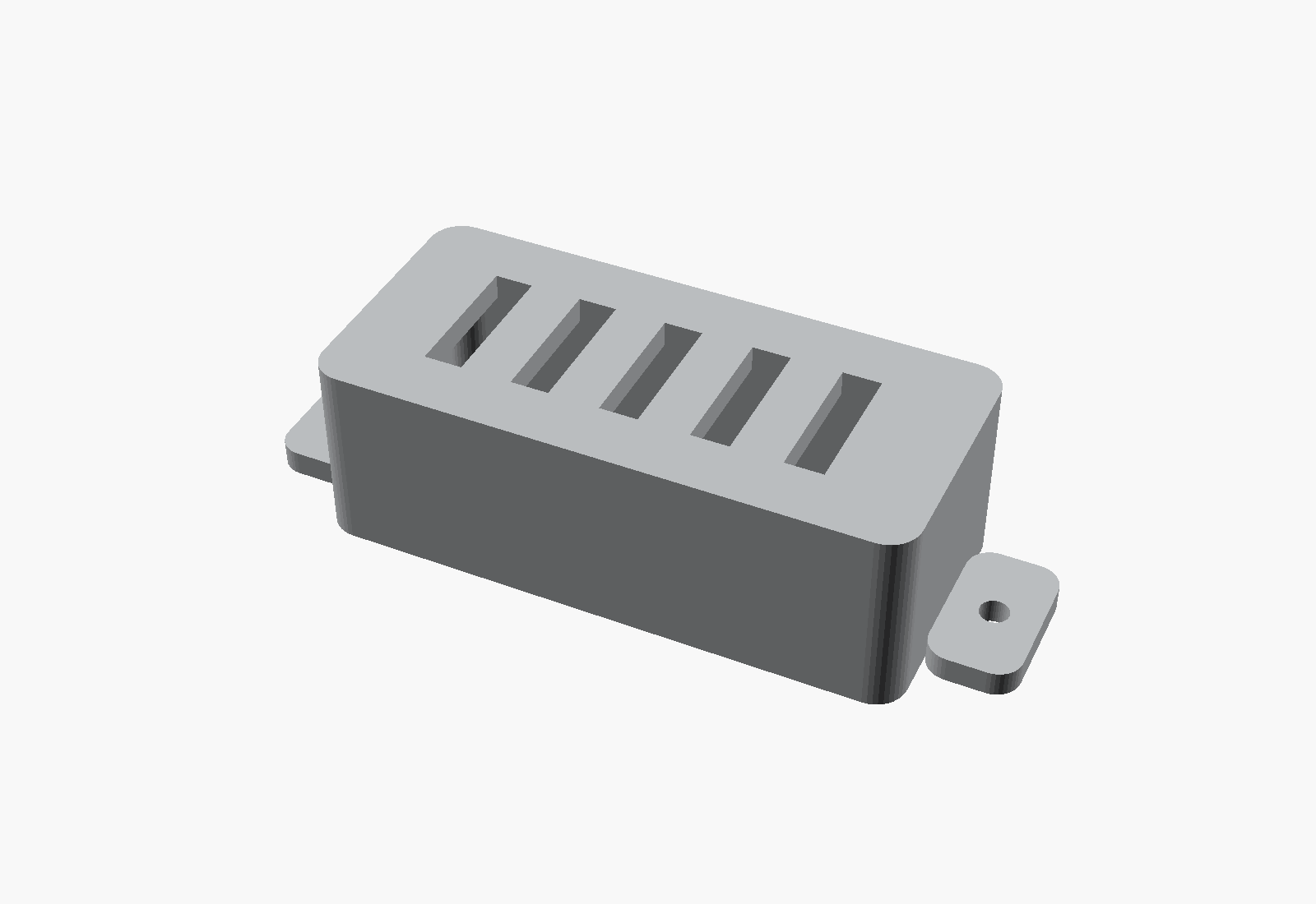 CAD render of a 3D printed vented terminal cover with end flanges