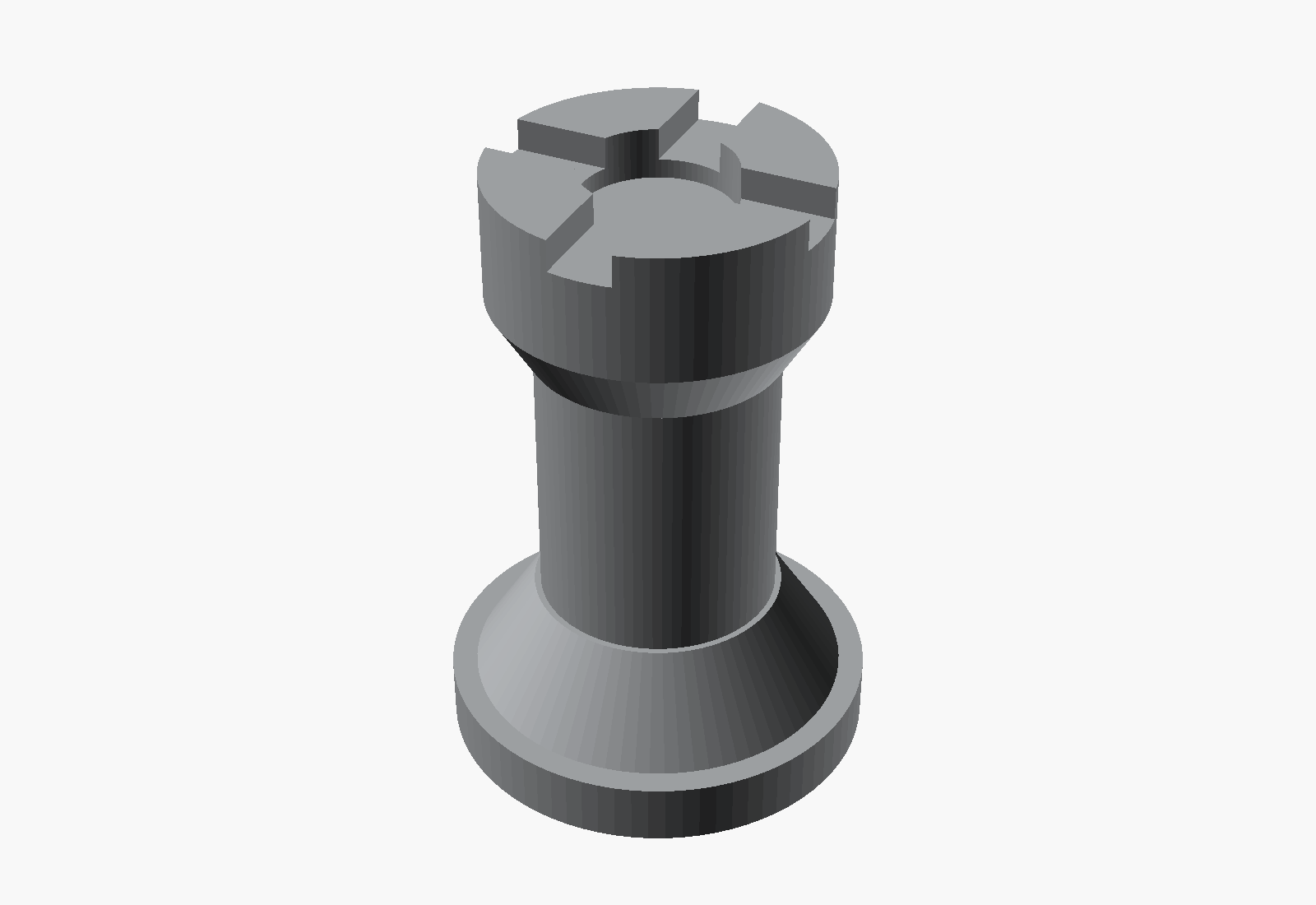 CAD render of a 3D printed chess rook game piece