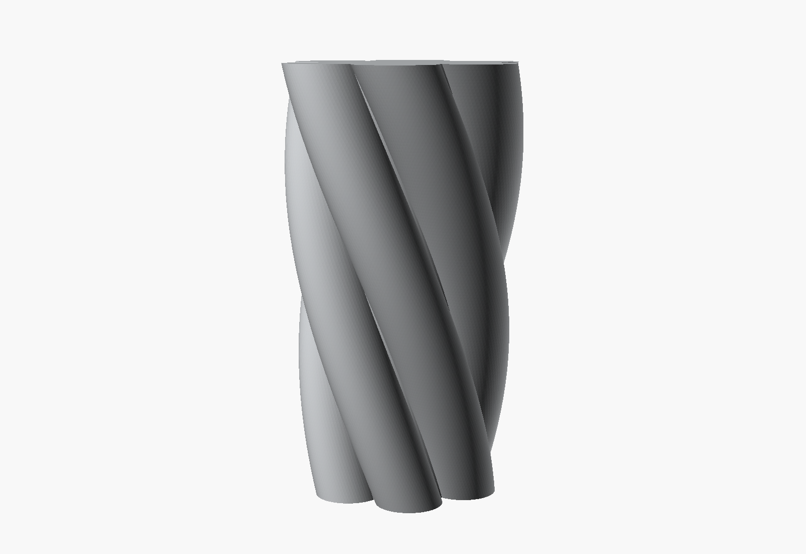 CAD render of a 3D printed twisted spiral vase